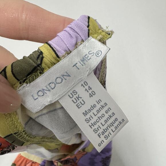 London Times Womens Dress 10 Green Floral Halter Maxi Jersey Resort Tropical - Picture 11 of 13